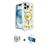 MARSİLYAN™- iPhone 16 Pro Max Kılıf Kozmos Doku - Siyah 3D Antistatik Seramik Nano Ekran Koruyucu + Pers Alüminyum Kamera Lens - GS