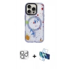MARSİLYAN™- iPhone 16 Pro Max Kılıf Kozmos Doku - Siyah 3D Antistatik Seramik Nano Ekran Koruyucu + Pers Alüminyum Kamera Lens - GS
