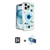MARSİLYAN™- iPhone 16 Pro Max Kılıf Kozmos Doku - Siyah 3D Antistatik Seramik Nano Ekran Koruyucu + PVD Metal Kamera Lens - SH