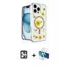 MARSİLYAN™- iPhone 16 Pro Max Kılıf Kozmos Doku - Siyah 3D Antistatik Seramik Nano Ekran Koruyucu + PVD Metal Kamera Lens - GS