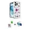 MARSİLYAN™- iPhone 16 Pro Max Kılıf Kozmos Doku - Siyah 3D Antistatik Seramik Nano Ekran Koruyucu + Raze Metal Kamera Lens - NLGY