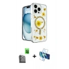 MARSİLYAN™- iPhone 16 Pro Max Kılıf Kozmos Doku - Siyah 3D Antistatik Seramik Nano Ekran Koruyucu + Raze Metal Kamera Lens - SH