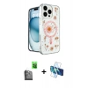 MARSİLYAN™- iPhone 16 Pro Max Kılıf Kozmos Doku - Siyah 3D Antistatik Seramik Nano Ekran Koruyucu + Raze Metal Kamera Lens - SH