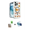 MARSİLYAN™- iPhone 16 Pro Max Kılıf Kozmos Doku - Siyah 3D Antistatik Seramik Nano Ekran Koruyucu + Raze Metal Kamera Lens - CLTM