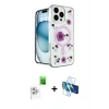 MARSİLYAN™- iPhone 16 Pro Max Kılıf Kozmos Doku - Siyah 3D Antistatik Seramik Nano Ekran Koruyucu + Raze Metal Kamera Lens - BZ