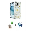 MARSİLYAN™- iPhone 16 Pro Max Kılıf Kozmos Doku - Siyah 3D Antistatik Seramik Nano Ekran Koruyucu + Raze Metal Kamera Lens - CLTM