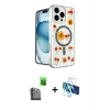 MARSİLYAN™- iPhone 16 Pro Max Kılıf Kozmos Doku - Siyah 3D Antistatik Seramik Nano Ekran Koruyucu + Raze Metal Kamera Lens - SH