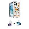 MARSİLYAN™- iPhone 16 Pro Max Kılıf Kozmos Doku - Siyah 3D Antistatik Seramik Nano Ekran Koruyucu + Bilvis Titan Kamera Lens - SH