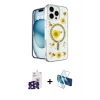 MARSİLYAN™- iPhone 16 Pro Max Kılıf Kozmos Doku - Siyah 3D Antistatik Seramik Nano Ekran Koruyucu + Bilvis Titan Kamera Lens - SH