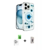 MARSİLYAN™- iPhone 16 Pro Max Kılıf Kozmos Doku - Siyah Bilvis 3D Cam Ekran Koruyucu + Raze Metal Kamera Lens - BZ