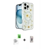 MARSİLYAN™- iPhone 16 Pro Max Kılıf Kozmos Doku - Siyah Bilvis 3D Cam Ekran Koruyucu + Raze Metal Kamera Lens - BZ