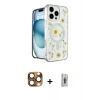 MARSİLYAN™- iPhone 16 Pro Max Kılıf Kozmos Doku - Siyah Bilvis 3D Cam Ekran Koruyucu + Çöl Titanyum Pers Alüminyum Kamera Lens