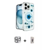 MARSİLYAN™- iPhone 16 Pro Max Kılıf Kozmos Doku - Siyah Bilvis 3D Cam Ekran Koruyucu + Gri Pers Alüminyum Kamera Lens