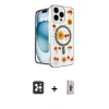 MARSİLYAN™- iPhone 16 Pro Max Kılıf Kozmos Doku - Siyah Bilvis 3D Cam Ekran Koruyucu + Siyah PVD Metal Kamera Lens