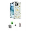 MARSİLYAN™- iPhone 16 Pro Max Kılıf Kozmos Doku - Siyah Bilvis 3D Cam Ekran Koruyucu + Raze Metal Kamera Lens - SH