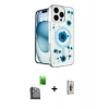 MARSİLYAN™- iPhone 16 Pro Max Kılıf Kozmos Doku - Siyah Bilvis 3D Cam Ekran Koruyucu + Raze Metal Kamera Lens - SH
