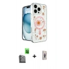 MARSİLYAN™- iPhone 16 Pro Max Kılıf Kozmos Doku - Siyah Bilvis 3D Cam Ekran Koruyucu + Raze Metal Kamera Lens - SH