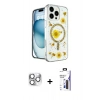 MARSİLYAN™- iPhone 16 Pro Max Kılıf Kozmos Doku - Siyah Bilvis 3X AR Hayalet Cam Ekran Koruyucu + Pers Alüminyum Kamera Lens - GS