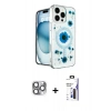 MARSİLYAN™- iPhone 16 Pro Max Kılıf Kozmos Doku - Siyah Bilvis 3X AR Hayalet Cam Ekran Koruyucu + Pers Alüminyum Kamera Lens - GI