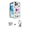 MARSİLYAN™- iPhone 16 Pro Max Kılıf Kozmos Doku - Siyah Bilvis 3X AR Hayalet Cam Ekran Koruyucu + Pers Alüminyum Kamera Lens - GS