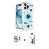 MARSİLYAN™- iPhone 16 Pro Max Kılıf Kozmos Doku - Siyah Bilvis 3X AR Hayalet Cam Ekran Koruyucu + Pers Alüminyum Kamera Lens - GS