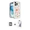 MARSİLYAN™- iPhone 16 Pro Max Kılıf Kozmos Doku - Siyah Bilvis 3X AR Hayalet Cam Ekran Koruyucu + PVD Metal Kamera Lens - GS
