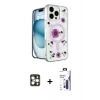 MARSİLYAN™- iPhone 16 Pro Max Kılıf Kozmos Doku - Siyah Bilvis 3X AR Hayalet Cam Ekran Koruyucu + PVD Metal Kamera Lens - GD