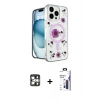 MARSİLYAN™- iPhone 16 Pro Max Kılıf Kozmos Doku - Siyah Bilvis 3X AR Hayalet Cam Ekran Koruyucu + PVD Metal Kamera Lens - GS