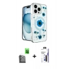 MARSİLYAN™- iPhone 16 Pro Max Kılıf Kozmos Doku - Siyah Bilvis 3X AR Hayalet Cam Ekran Koruyucu + Raze Metal Kamera Lens - SH