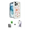 MARSİLYAN™- iPhone 16 Pro Max Kılıf Kozmos Doku - Siyah Bilvis 3X AR Hayalet Cam Ekran Koruyucu + Raze Metal Kamera Lens - SH