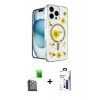 MARSİLYAN™- iPhone 16 Pro Max Kılıf Kozmos Doku - Siyah Bilvis 3X AR Hayalet Cam Ekran Koruyucu + Raze Metal Kamera Lens - SH