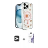 MARSİLYAN™- iPhone 16 Pro Max Kılıf Kozmos Doku - Siyah Bilvis 3X AR HD Cam Ekran Koruyucu + PVD Metal Kamera Lens - SH