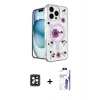 MARSİLYAN™- iPhone 16 Pro Max Kılıf Kozmos Doku - Siyah Bilvis 3X AR HD Cam Ekran Koruyucu + PVD Metal Kamera Lens - SH
