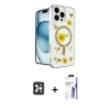 MARSİLYAN™- iPhone 16 Pro Max Kılıf Kozmos Doku - Siyah Bilvis 3X AR HD Cam Ekran Koruyucu + PVD Metal Kamera Lens - SH