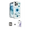 MARSİLYAN™- iPhone 16 Pro Max Kılıf Kozmos Doku - Siyah Bilvis 3X AR HD Cam Ekran Koruyucu + PVD Metal Kamera Lens - GD