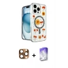 MARSİLYAN™- iPhone 16 Pro Max Kılıf Kozmos Doku - Siyah Bilvis 5in1 3D Magic Cam Ekran Koruyucu + Pers Alüminyum Kamera Lens - CLTM