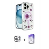 MARSİLYAN™- iPhone 16 Pro Max Kılıf Kozmos Doku - Siyah Bilvis 5in1 3D Magic Cam Ekran Koruyucu + Pers Alüminyum Kamera Lens - GI