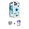 MARSİLYAN™- iPhone 16 Pro Max Kılıf Kozmos Doku - Siyah Bilvis 5in1 3D Magic Cam Ekran Koruyucu + Pers Alüminyum Kamera Lens - GI