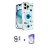 MARSİLYAN™- iPhone 16 Pro Max Kılıf Kozmos Doku - Siyah Bilvis 5in1 3D Magic Cam Ekran Koruyucu + Pers Alüminyum Kamera Lens - GS
