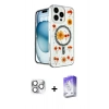 MARSİLYAN™- iPhone 16 Pro Max Kılıf Kozmos Doku - Siyah Bilvis 5in1 3D Magic Cam Ekran Koruyucu + Pers Alüminyum Kamera Lens - GS