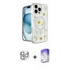 MARSİLYAN™- iPhone 16 Pro Max Kılıf Kozmos Doku - Siyah Bilvis 5in1 3D Magic Cam Ekran Koruyucu + Pers Alüminyum Kamera Lens - GS