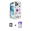MARSİLYAN™- iPhone 16 Pro Max Kılıf Kozmos Doku - Siyah Bilvis 5in1 3D Magic Cam Ekran Koruyucu + PVD Metal Kamera Lens - GD