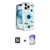 MARSİLYAN™- iPhone 16 Pro Max Kılıf Kozmos Doku - Siyah Bilvis 5in1 3D Magic Cam Ekran Koruyucu + PVD Metal Kamera Lens - SH