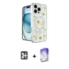 MARSİLYAN™- iPhone 16 Pro Max Kılıf Kozmos Doku - Siyah Bilvis 5in1 3D Magic Cam Ekran Koruyucu + PVD Metal Kamera Lens - GS