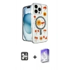 MARSİLYAN™- iPhone 16 Pro Max Kılıf Kozmos Doku - Siyah Bilvis 5in1 3D Magic Cam Ekran Koruyucu + PVD Metal Kamera Lens - GS
