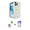 MARSİLYAN™- iPhone 16 Pro Max Kılıf Kozmos Doku - Siyah Bilvis 5in1 3D Magic Cam Ekran Koruyucu + Raze Metal Kamera Lens - NLGY