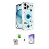 MARSİLYAN™- iPhone 16 Pro Max Kılıf Kozmos Doku - Siyah Bilvis 5in1 3D Magic Cam Ekran Koruyucu + Raze Metal Kamera Lens - NLGY