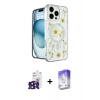 MARSİLYAN™- iPhone 16 Pro Max Kılıf Kozmos Doku - Siyah Bilvis 5in1 3D Magic Cam Ekran Koruyucu + Bilvis Titan Kamera Lens - SH
