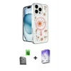 MARSİLYAN™- iPhone 16 Pro Max Kılıf Kozmos Doku - Siyah Bilvis 5in1 3D Magic Cam Ekran Koruyucu + Raze Metal Kamera Lens - SH