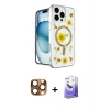 MARSİLYAN™- iPhone 16 Pro Max Kılıf Kozmos Doku - Siyah Bilvis 5in1 5D Magic Hayalet Cam Ekran Koruyucu + Pers Alüminyum Kamera Lens - CLTM